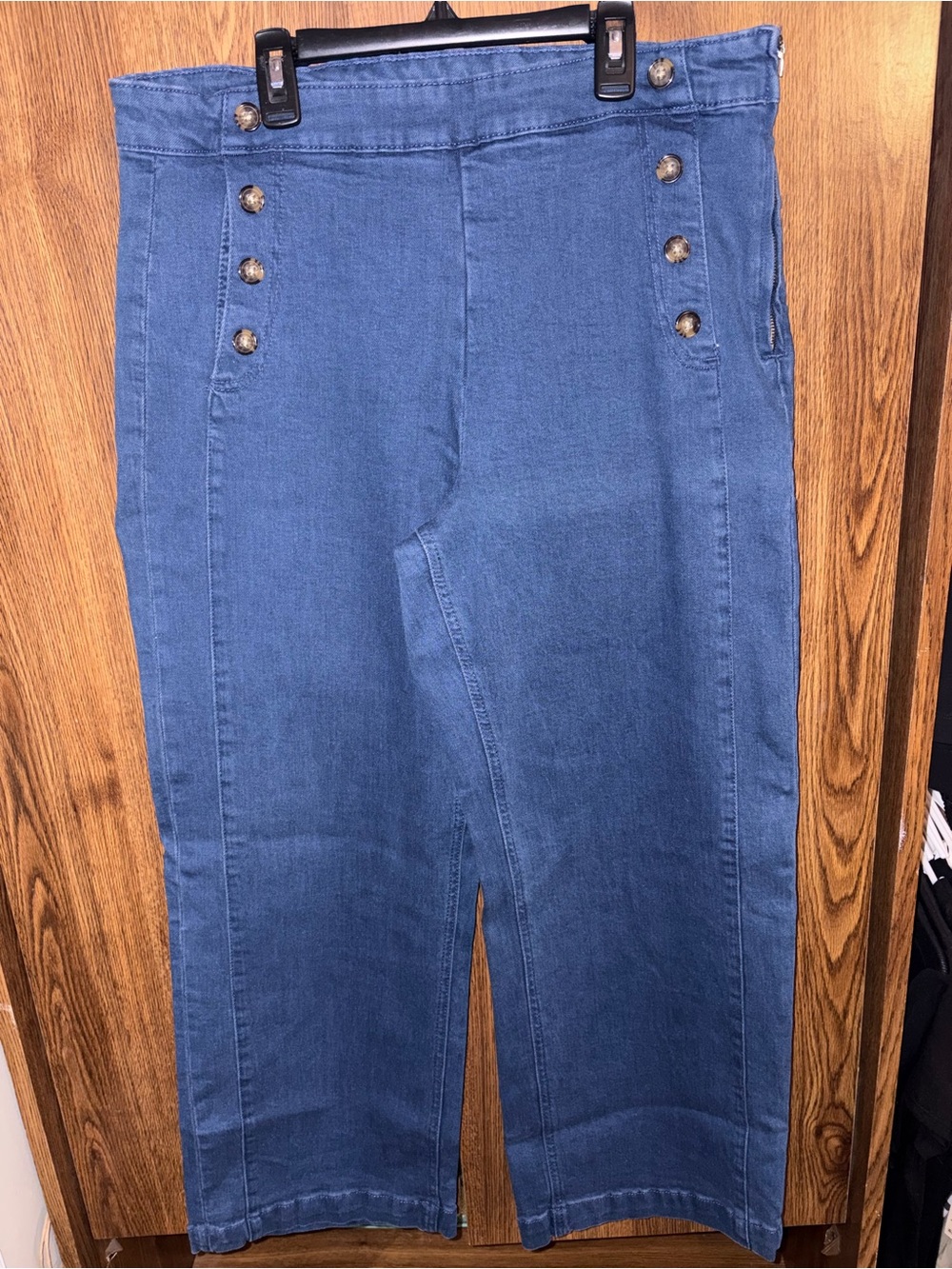 Old Navy High-Rise Navy Blue Sailor Button Jeans